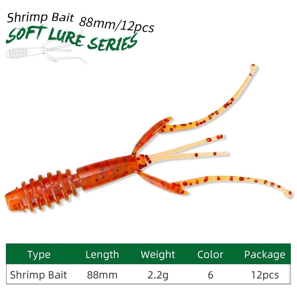 TSURINOYA 88mm Shrimp Soft Lure – Natural Action Bait - Fish & Cheaps | Fishing & Outdoor Gear