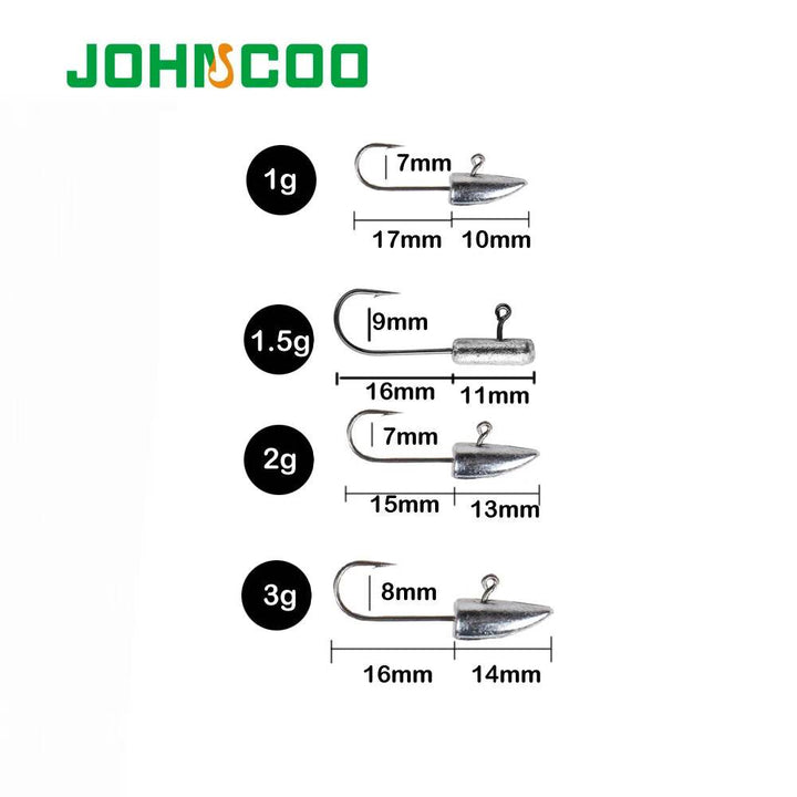 JOHNCOO Mini Jig Head Hooks – 20pcs Barbed - Fish & Cheaps | Fishing & Outdoor Gear