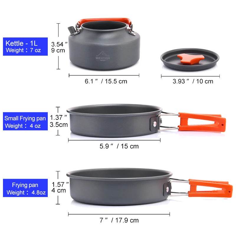 Widesea Three-Person Aluminium Alloy Camping Cookware Set - Fish & Cheaps | Fishing & Outdoor Gear