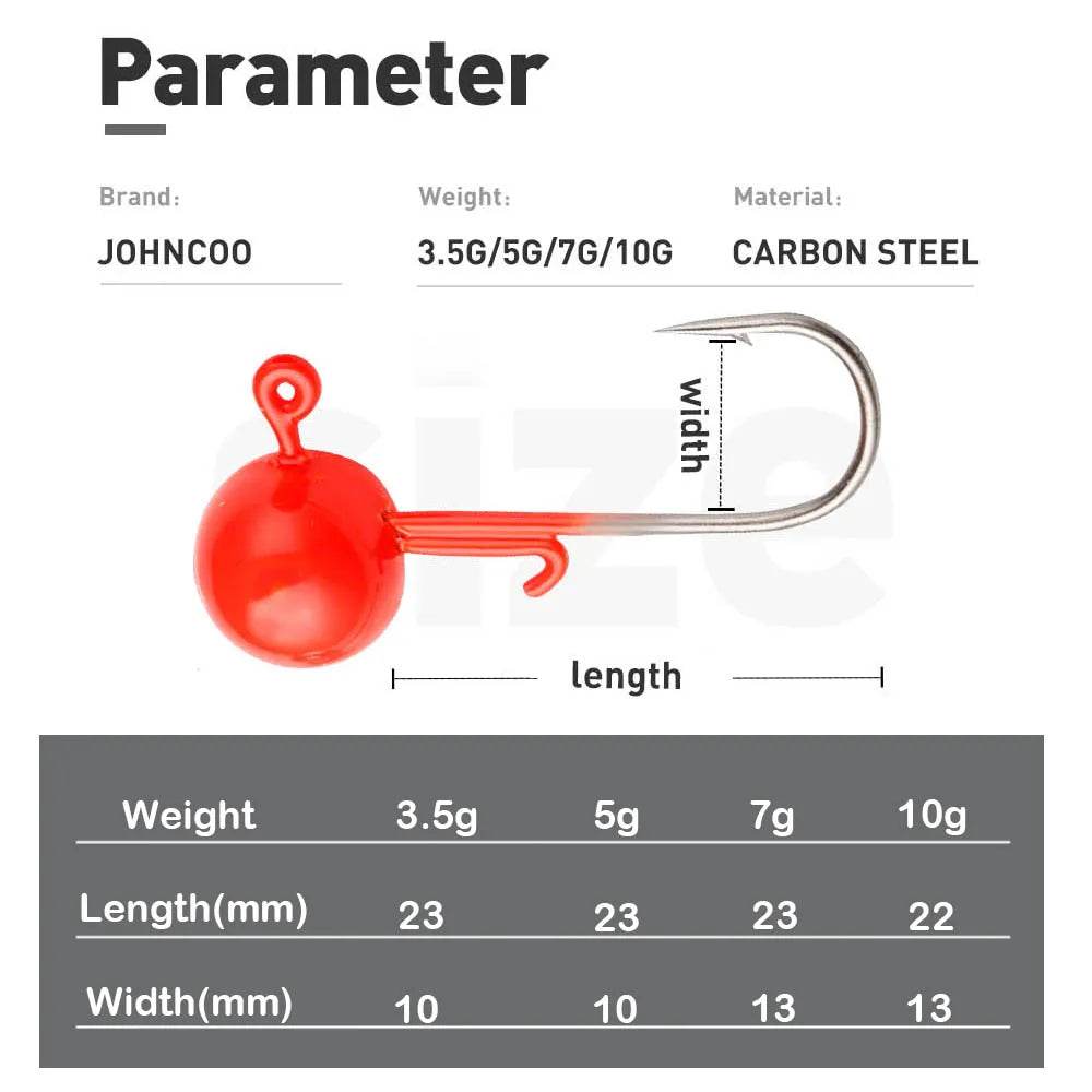 JOHNCOO Ball Jig Heads – 6pcs Precision Pack - Fish & Cheaps | Fishing & Outdoor Gear