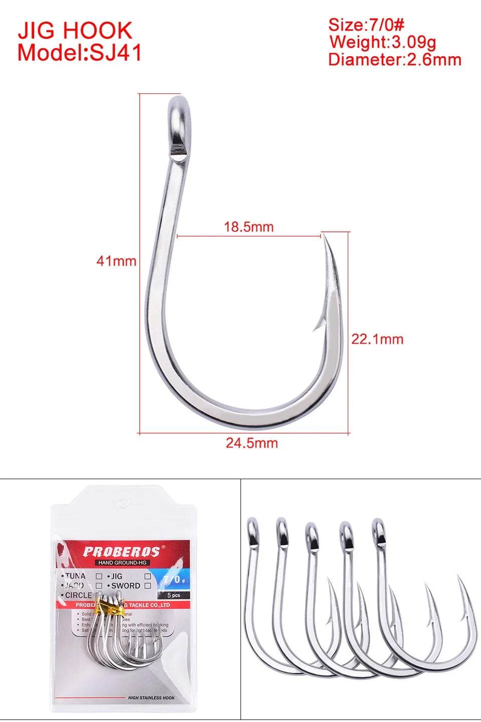 PROBEROS Large Stainless Steel Sea Hook - Fish & Cheaps | Fishing & Outdoor Gear