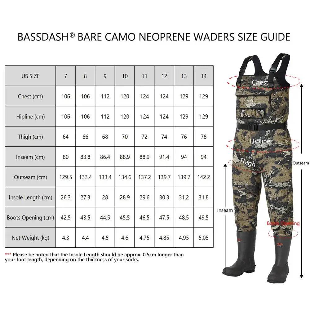 Bassdash Bare Camo Neoprene Chest Waders - Fish & Cheaps | Fishing & Outdoor Gear