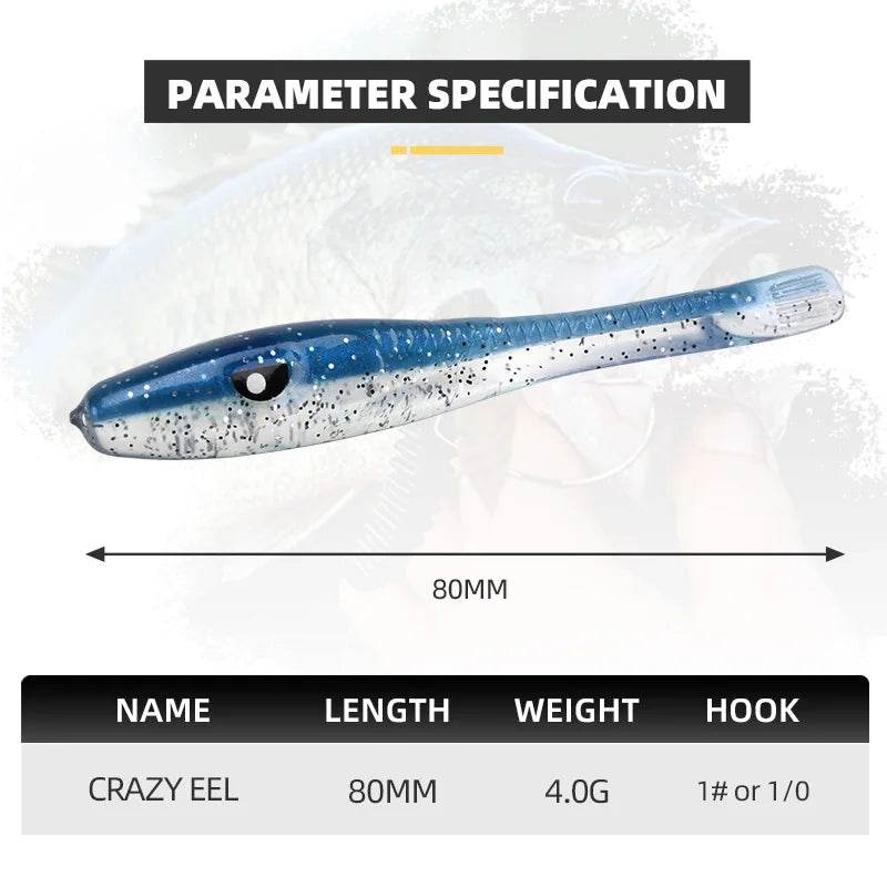 BLUX Crazy Eel Soft Lure 80mm - Fish & Cheaps | Fishing & Outdoor Gear