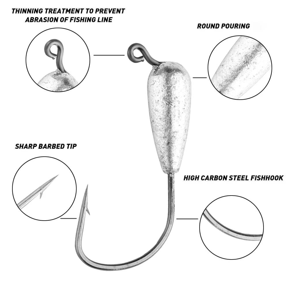 JOHNCOO Water Drop Jig Head Hooks - Fish & Cheaps | Fishing & Outdoor Gear
