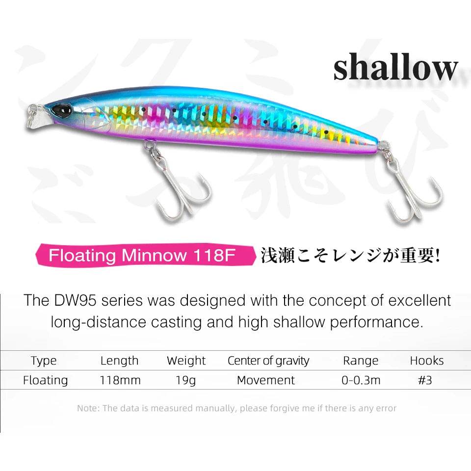 TSURINOYA DW95 118F Shallow Floating Minnow - Fish & Cheaps | Fishing & Outdoor Gear
