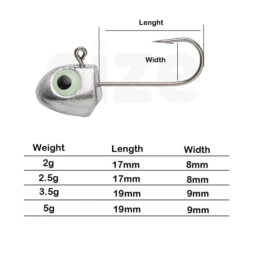 JOHNCOO Jig Head Fishing Hooks – 8 Piece Set - Fish & Cheaps | Fishing & Outdoor Gear