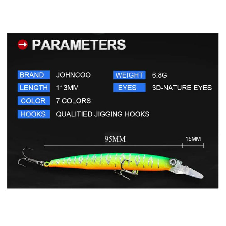 JOHNCOO Wobbler Fishing Lure 95mm Rolling Jerkbait - Fish & Cheaps | Fishing & Outdoor Gear