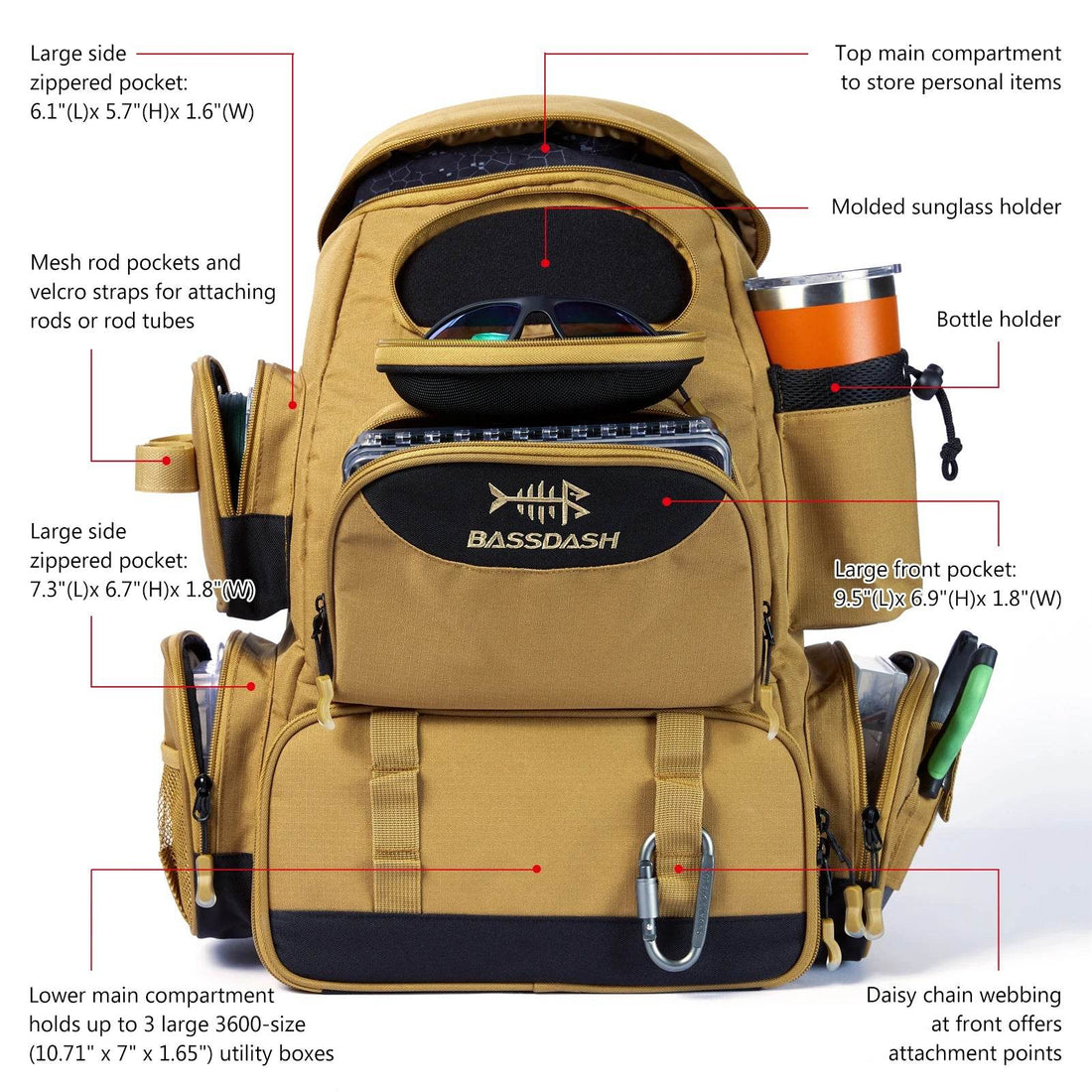 Bassdash Tackle Backpack - Fish & Cheaps | Fishing & Outdoor Gear