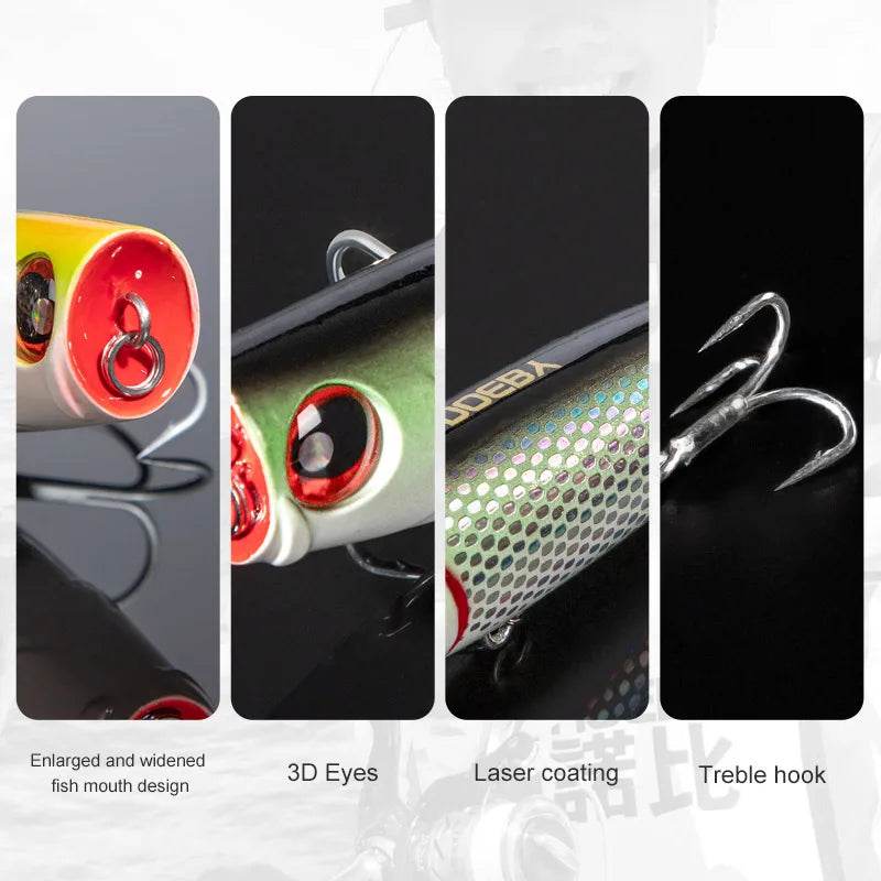 NOEBY 3Pcs Popper Lures Set – 105mm Topwater Action - Fish & Cheaps | Fishing & Outdoor Gear