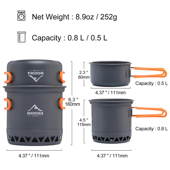 Widesea 1.3L/2.3L Camping Pot Set — Cook Fast, Pack Light - Fish & Cheaps | Fishing & Outdoor Gear