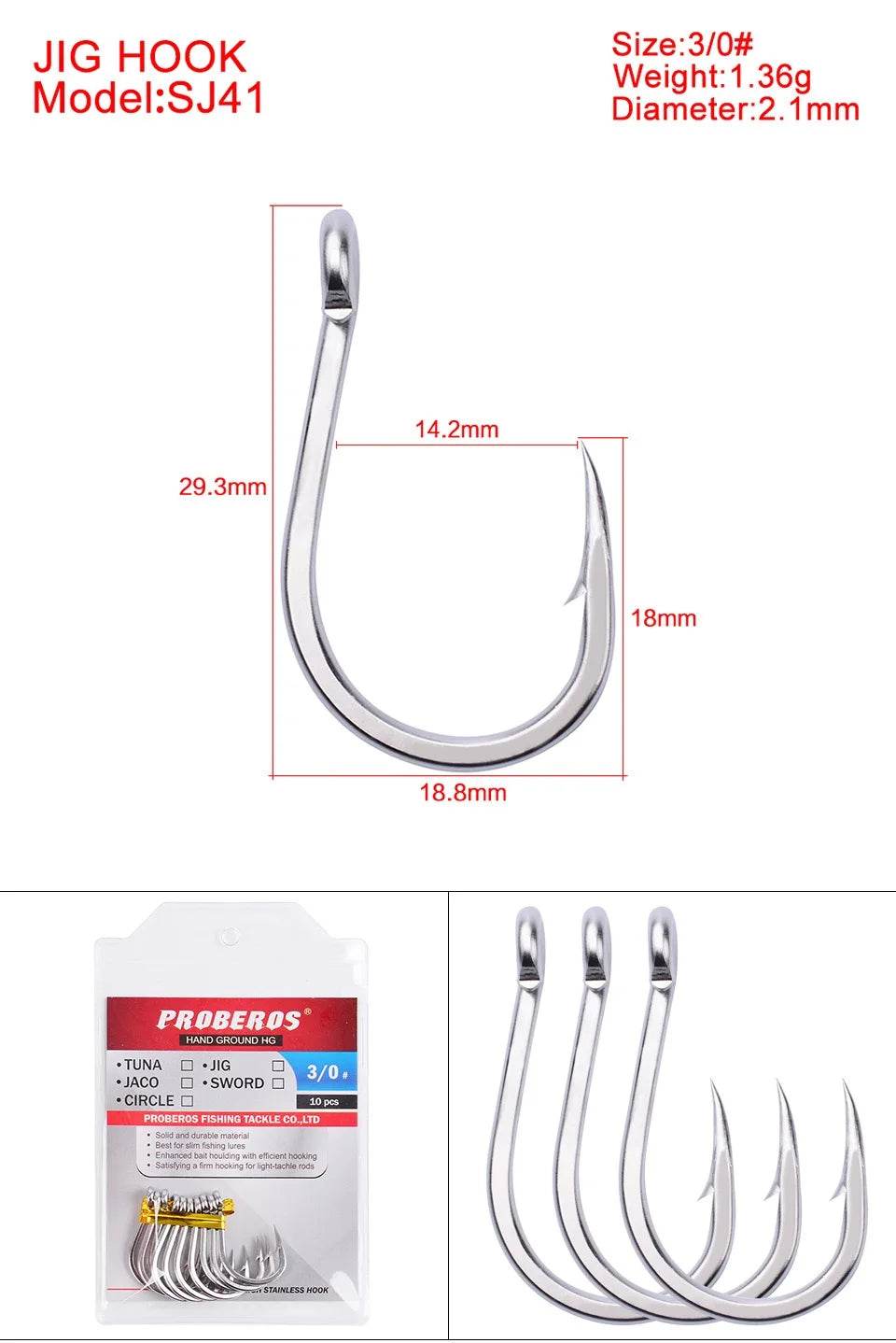 PROBEROS Large Stainless Steel Sea Hook - Fish & Cheaps | Fishing & Outdoor Gear