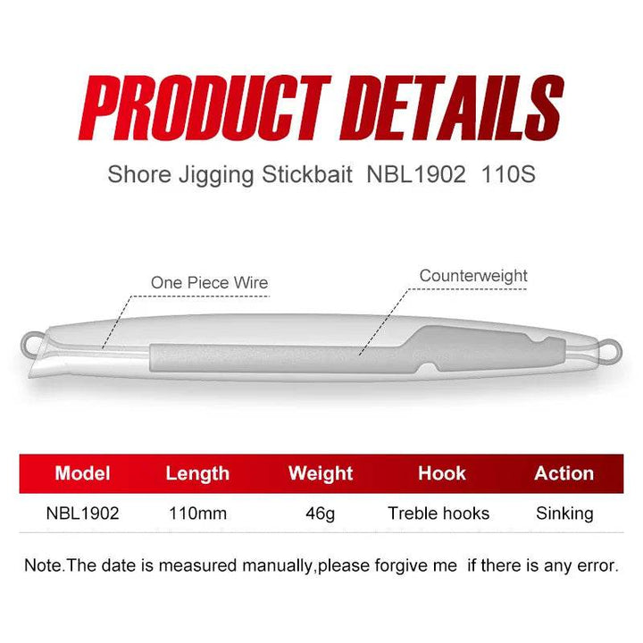Noeby Stickbait 110mm – Slow Jigging Sinking Lure - Fish & Cheaps | Fishing & Outdoor Gear