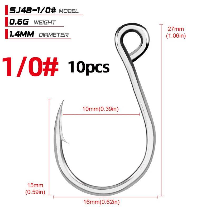 PROBEROS 20pcs Seawater Inline Big Eye Hooks - Fish & Cheaps | Fishing & Outdoor Gear