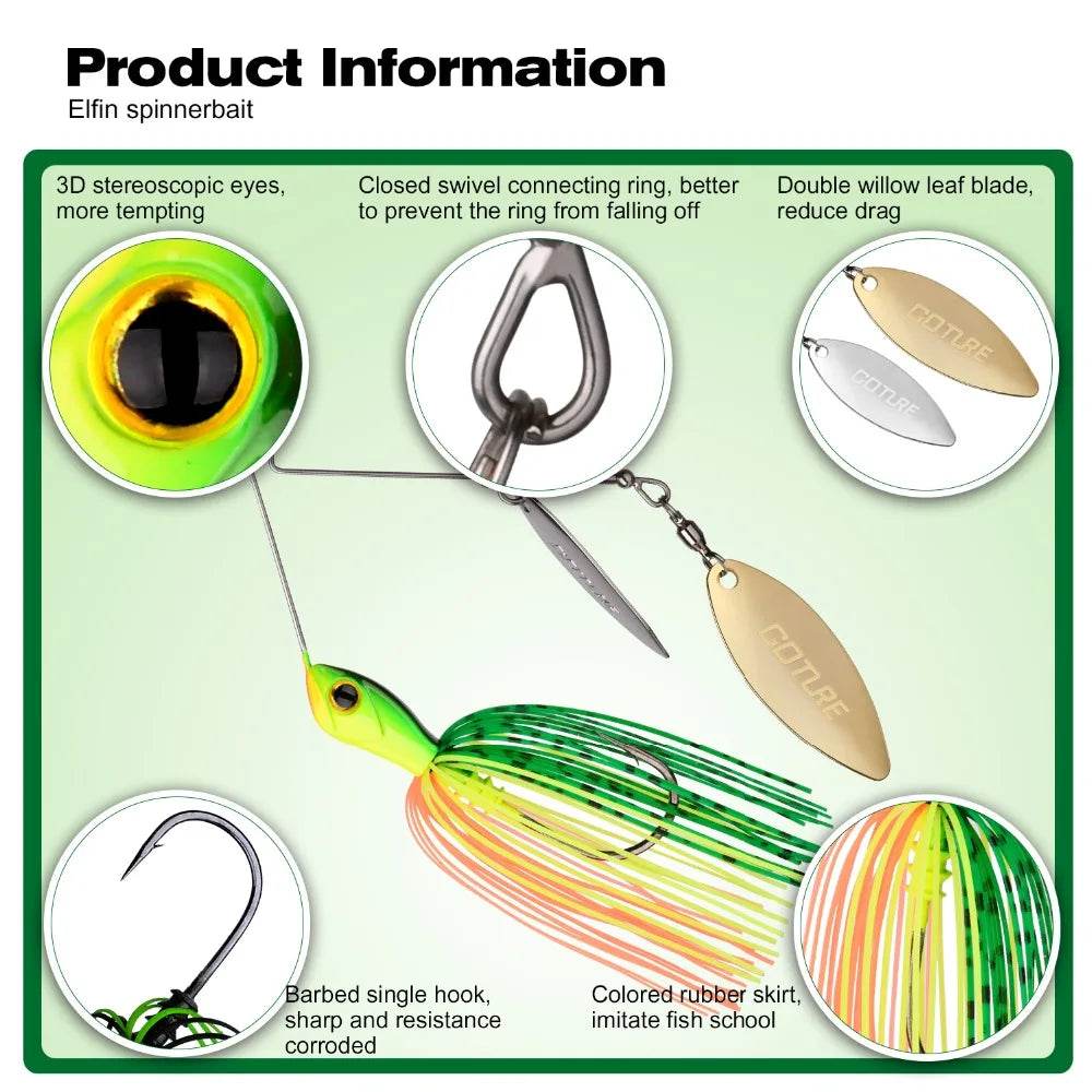 Goture Elfin Spinnerbait – 360° Willow Spoon Buzzbait - Fish & Cheaps | Fishing & Outdoor Gear