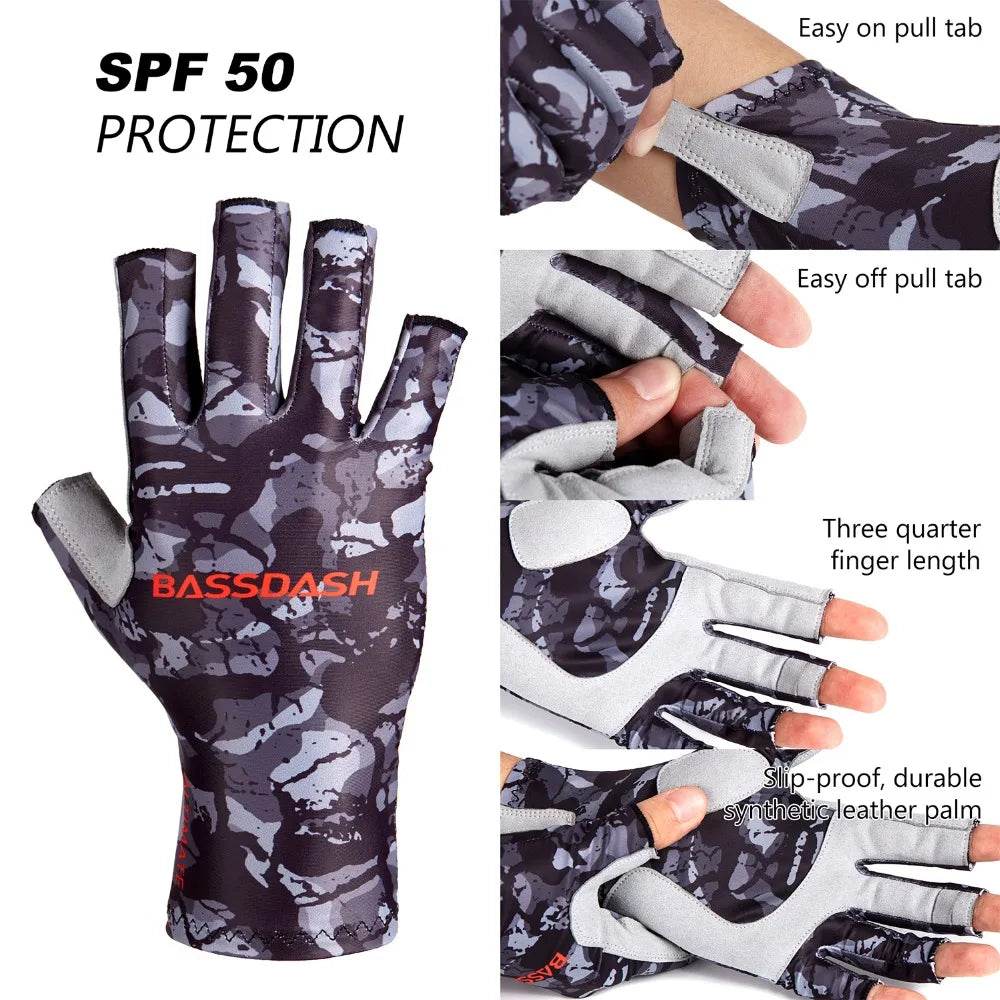Bassdash ALTIMATE Sun Protection Fingerless Fishing Gloves - Fish & Cheaps | Fishing & Outdoor Gear