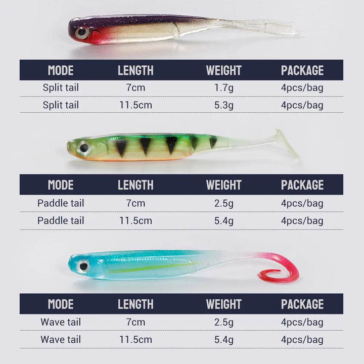 NOEBY Silicone Shad Soft Lure – Realistic T Tail Minnow - Fish & Cheaps | Fishing & Outdoor Gear