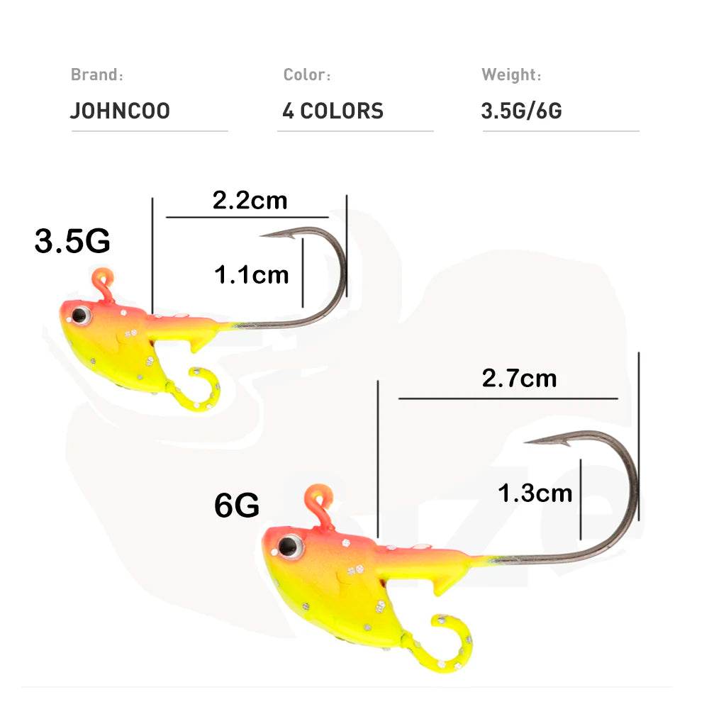 JOHNCOO 5pcs Multicolour Jig Head Hooks - Fish & Cheaps | Fishing & Outdoor Gear