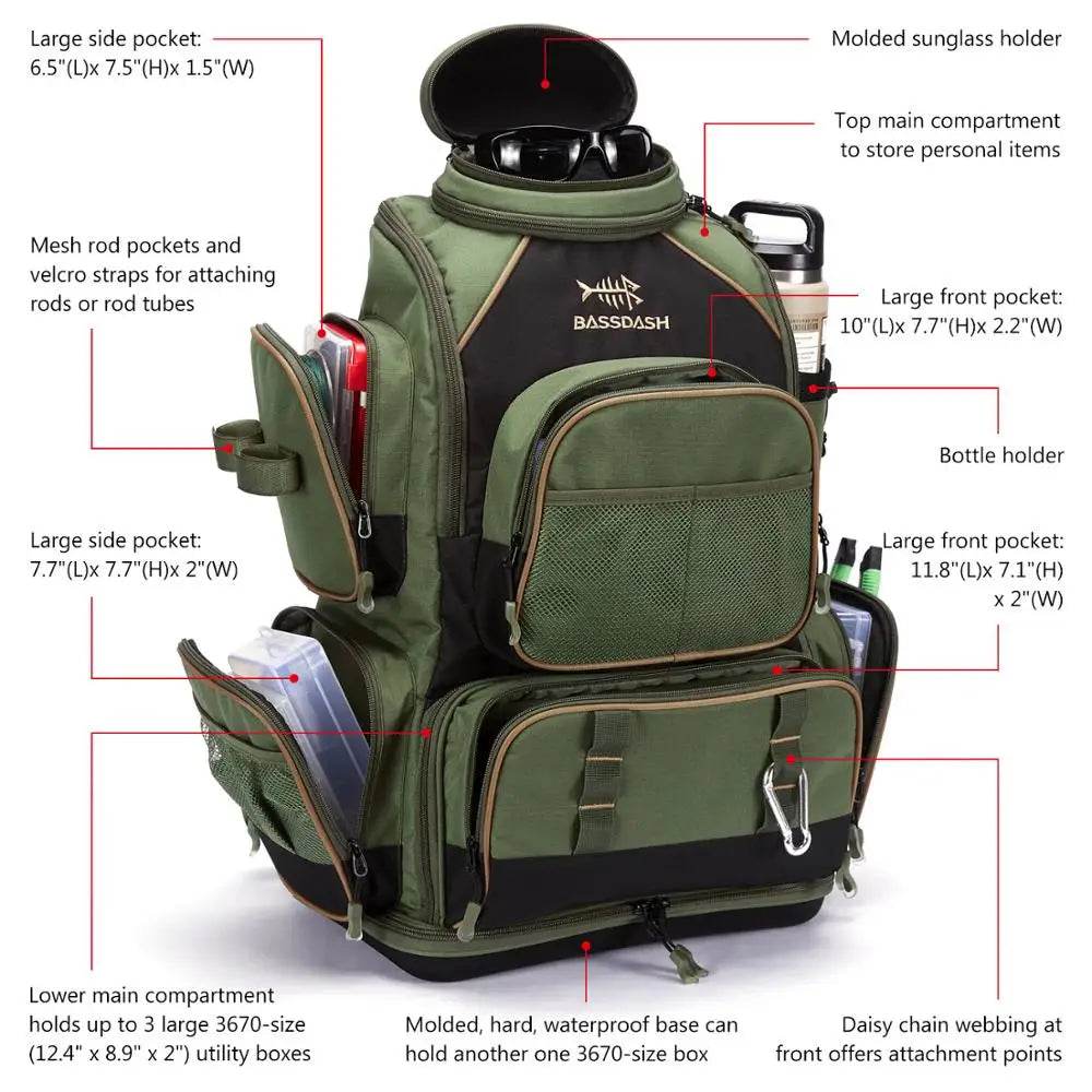 Bassdash Multifunctional Fishing Tackle Backpack - Fish & Cheaps | Fishing & Outdoor Gear