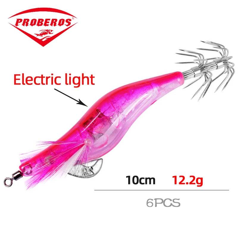 PROBEROS Luminous Battery Squid Jigs – 6 Pack - Fish & Cheaps | Fishing & Outdoor Gear