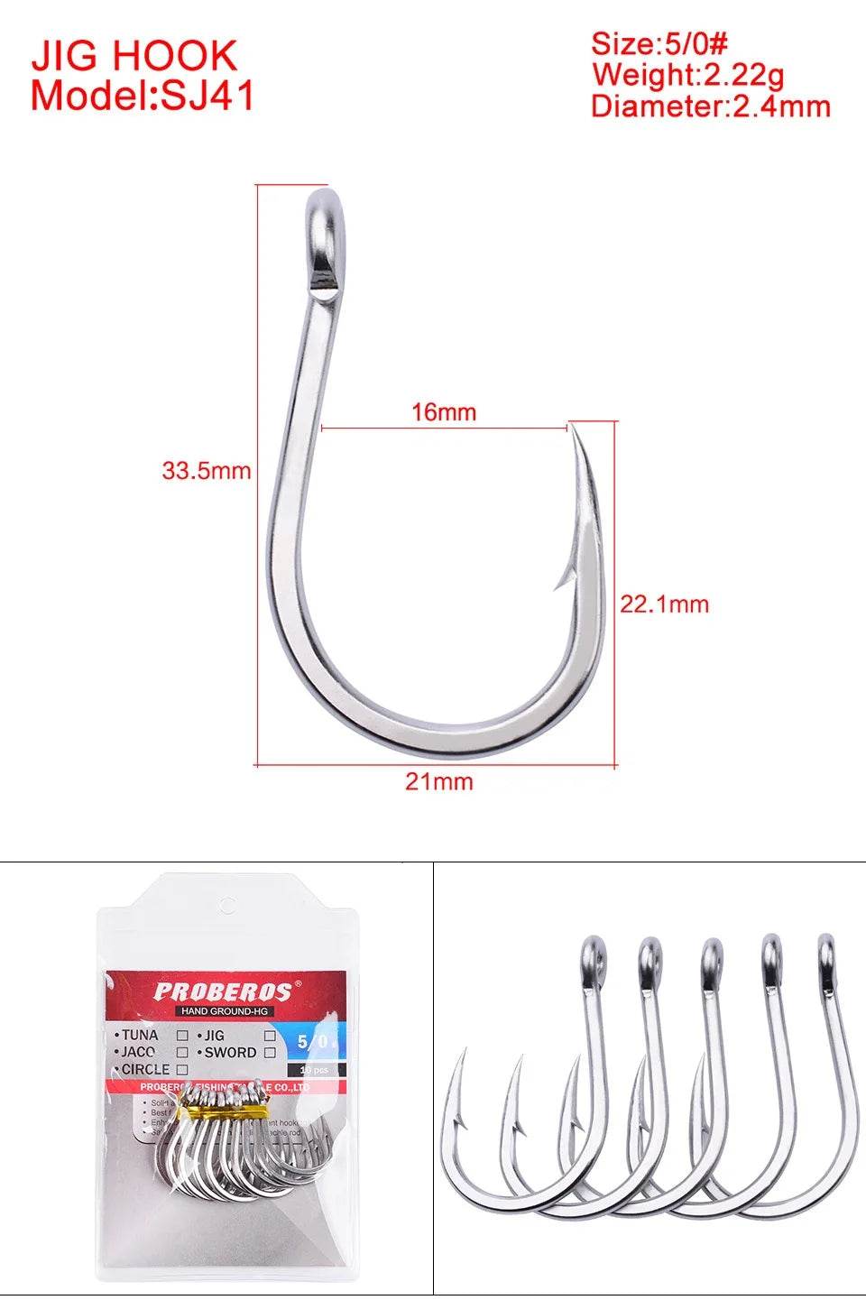 PROBEROS Large Stainless Steel Sea Hook - Fish & Cheaps | Fishing & Outdoor Gear