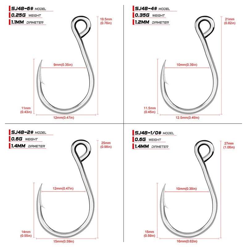 PROBEROS 20pcs Seawater Inline Big Eye Hooks - Fish & Cheaps | Fishing & Outdoor Gear