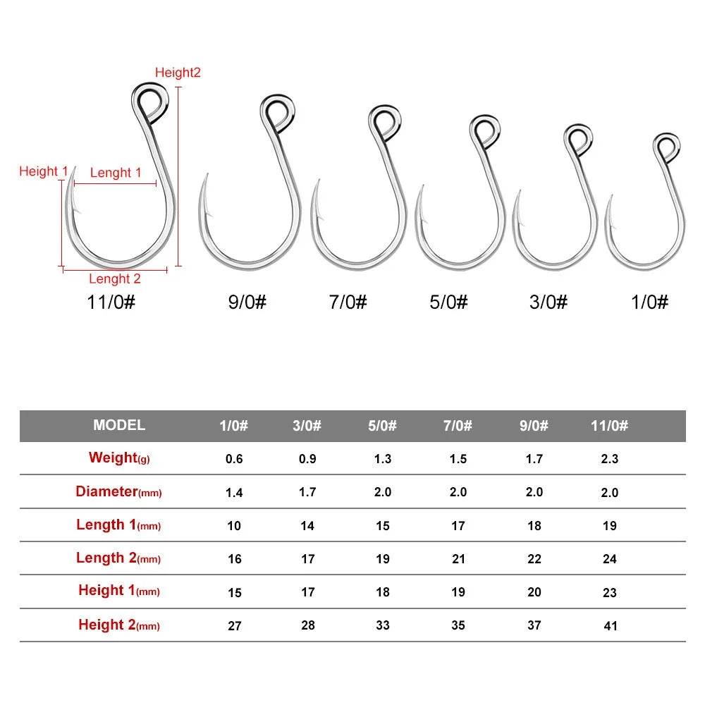 PROBEROS 20pcs Seawater Inline Big Eye Hooks - Fish & Cheaps | Fishing & Outdoor Gear