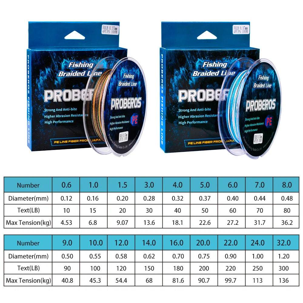 PROBEROS 4-Strand 100m Braided Fishing Line - Fish & Cheaps | Fishing & Outdoor Gear