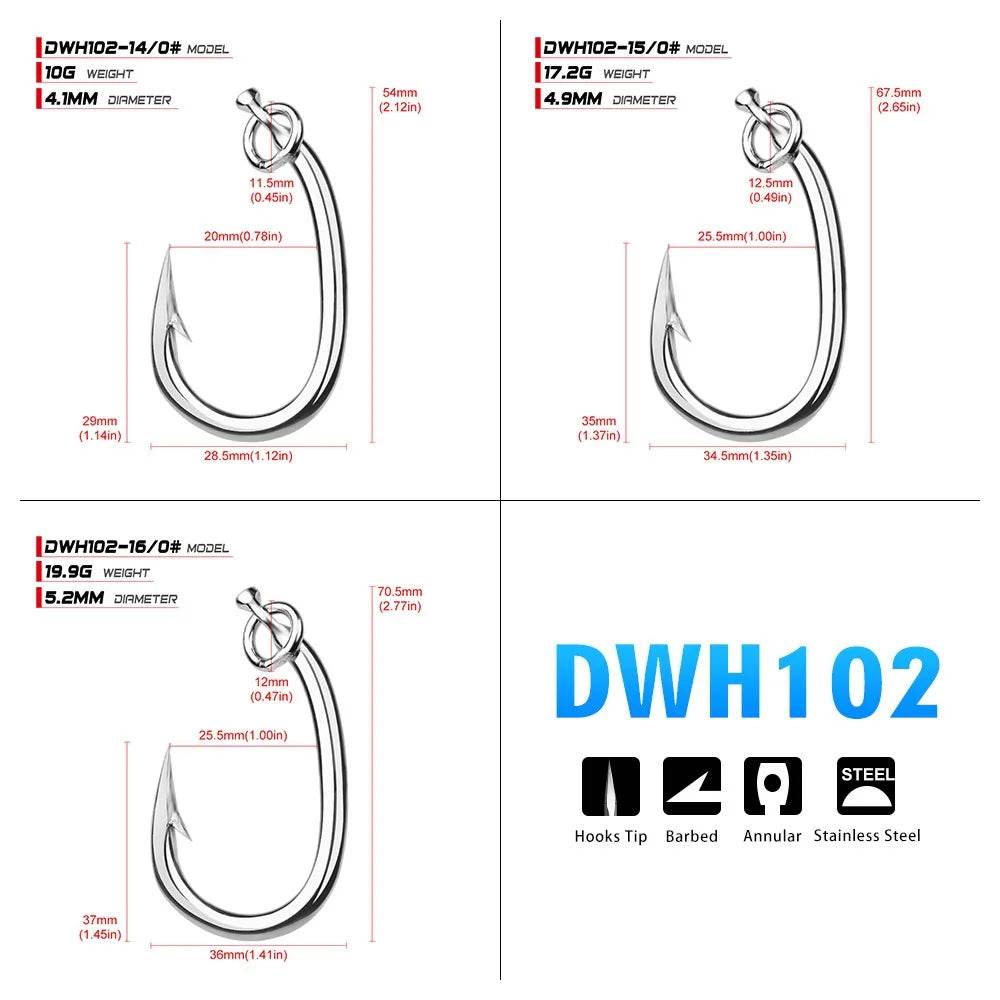 PROBEROS 5PCS Tuna Hook – Heavy-Duty Sea Fishing Precision - Fish & Cheaps | Fishing & Outdoor Gear
