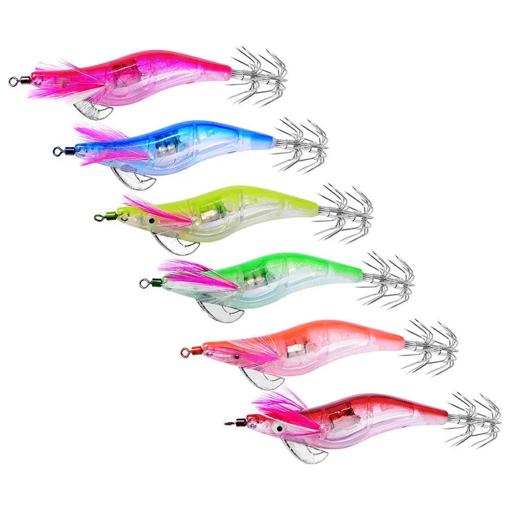 PROBEROS Luminous Battery Squid Jigs – 6 Pack - Fish & Cheaps | Fishing & Outdoor Gear