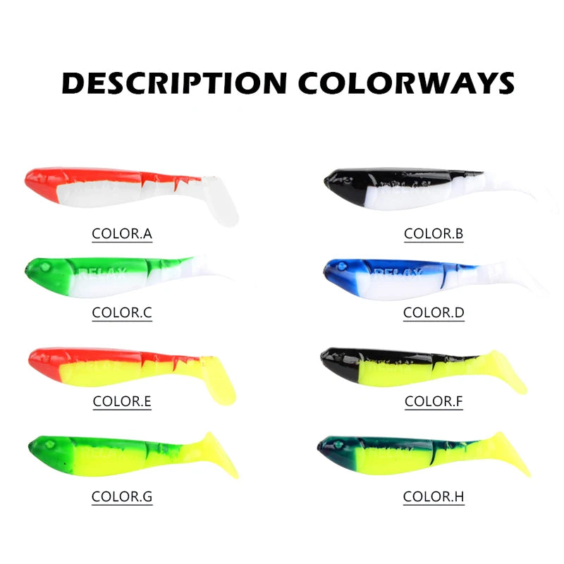 MEREDITH 7cm 4.5g 8pcs Set of 3 Predator Tackle Soft Plastic Jig Heads Pike Lures Fishing Soft Lures