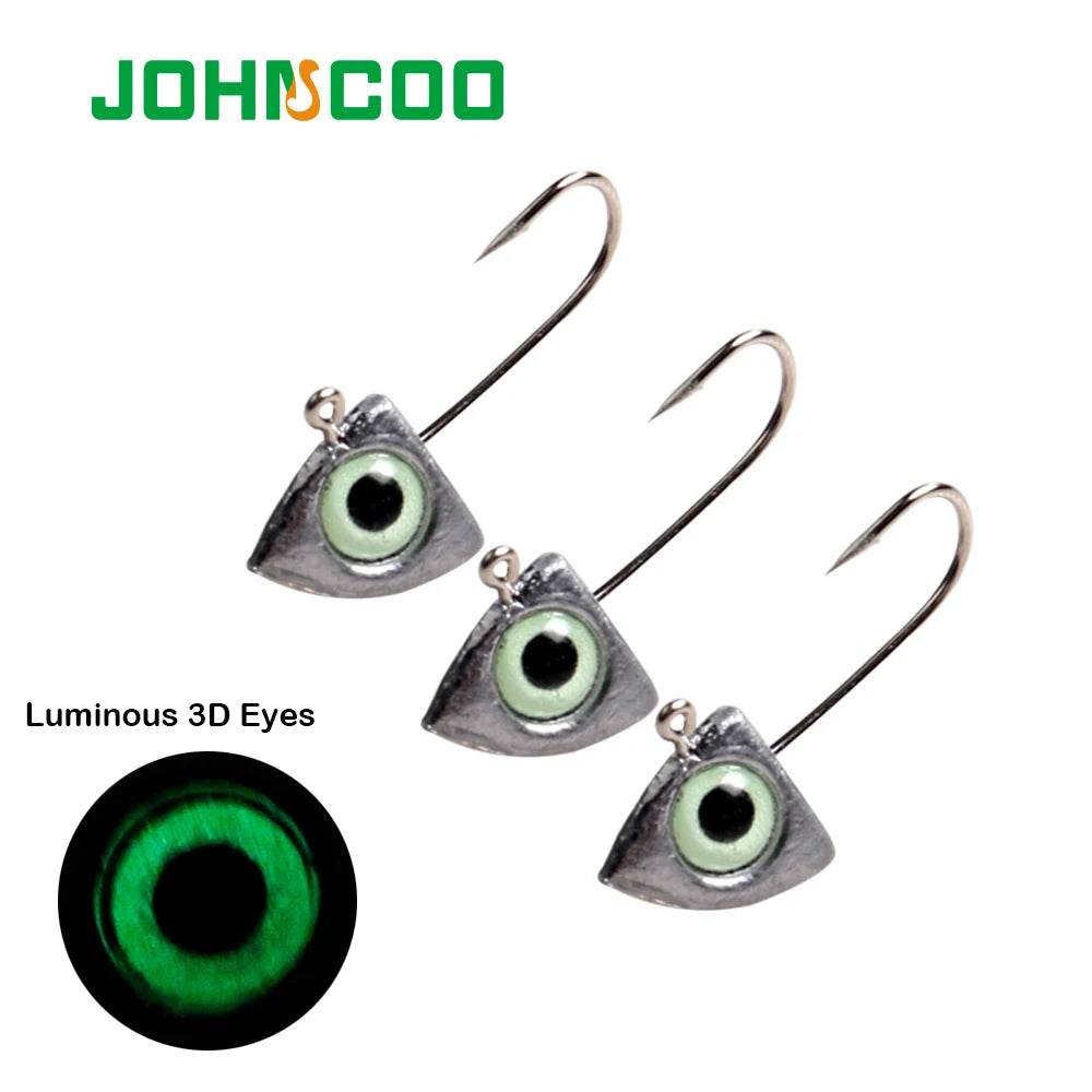 JOHNCOO Luminous 3D Eye Jig Heads – 8 Pack - Fish & Cheaps | Fishing & Outdoor Gear