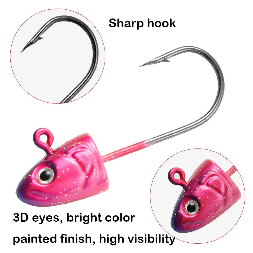 JOHNCOO Jig Head Soft Lure Hook Pack - Fish & Cheaps | Fishing & Outdoor Gear