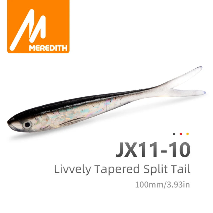 MEREDITH 5pcs 100mm 4.4g Saltwater Freshwater Fishing Soft Lures – Silicone Minnow Worms Wobblers Artificial Bait (Bass Tackle Jigs)