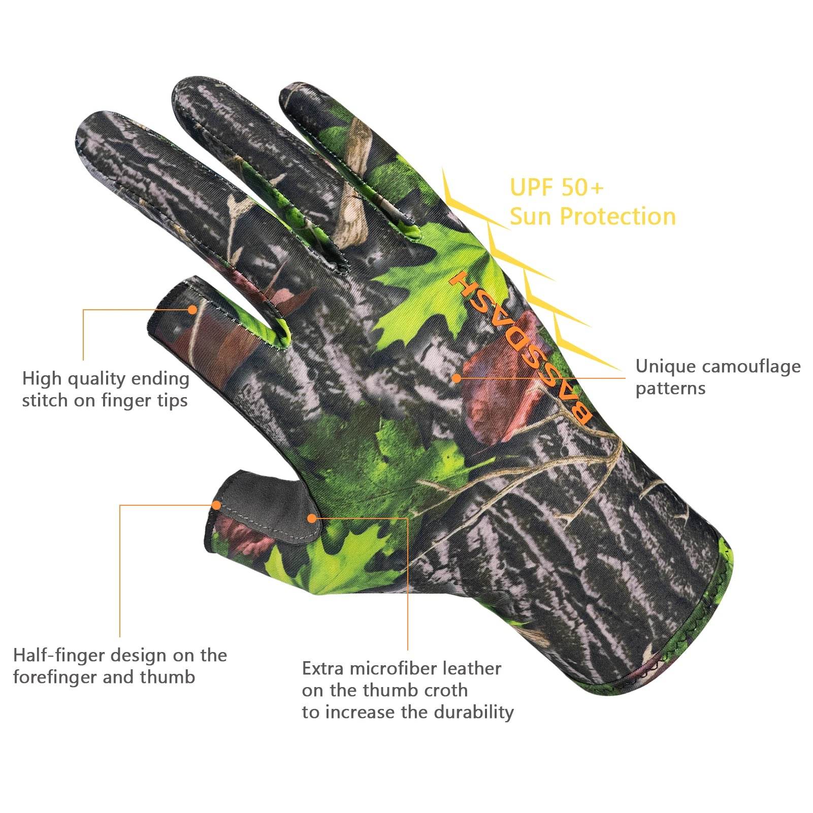 Bassdash Fingerless Camo Warm Weather Gloves - Fish & Cheaps | Fishing & Outdoor Gear