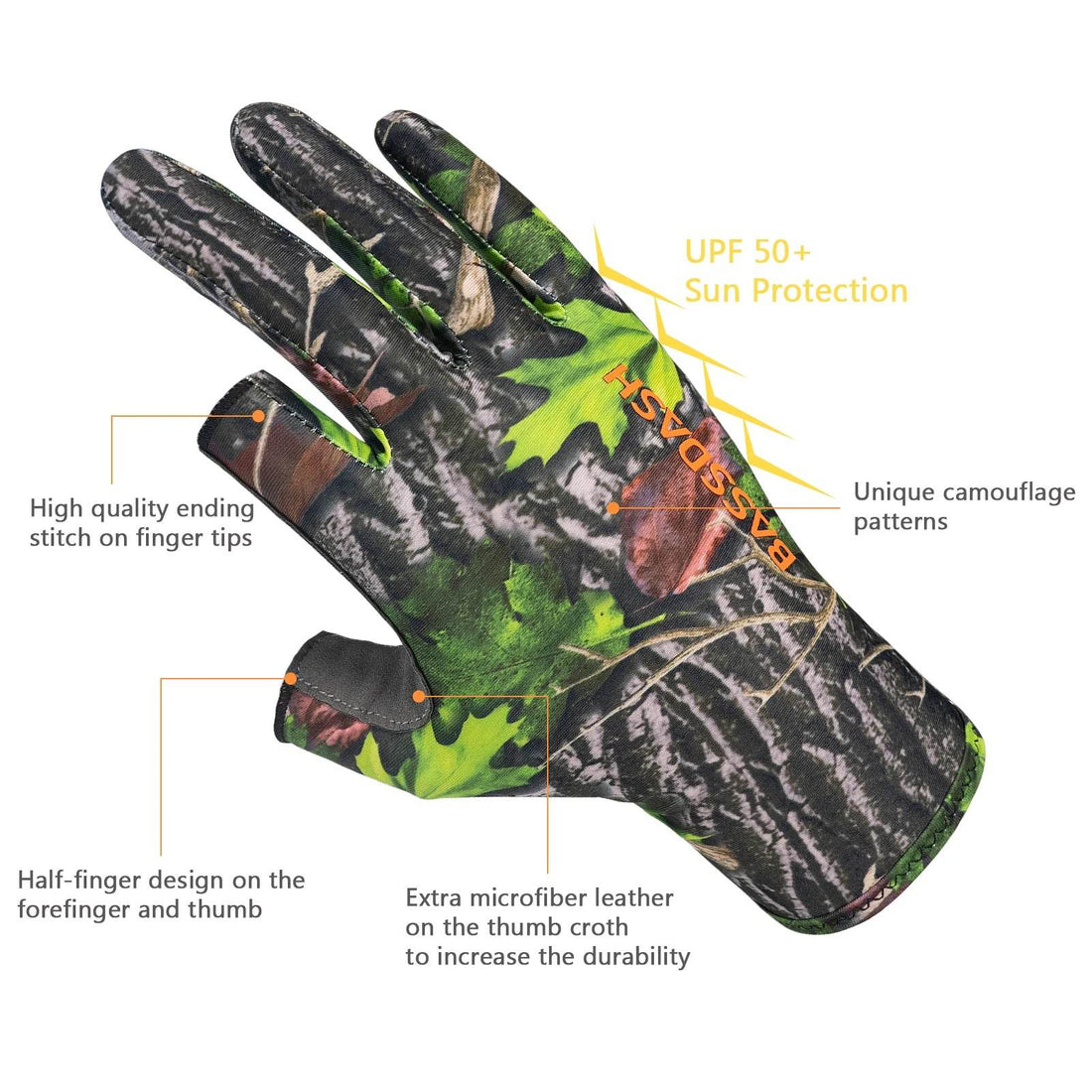 Bassdash Fingerless Camo Warm Weather Gloves - Fish & Cheaps | Fishing & Outdoor Gear