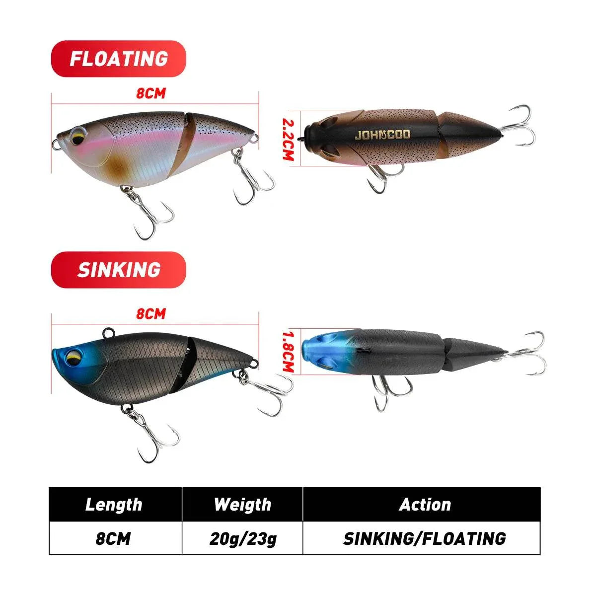 JOHNCOO Multi Jointed VIB Swimbait—8cm - Fish & Cheaps | Fishing & Outdoor Gear