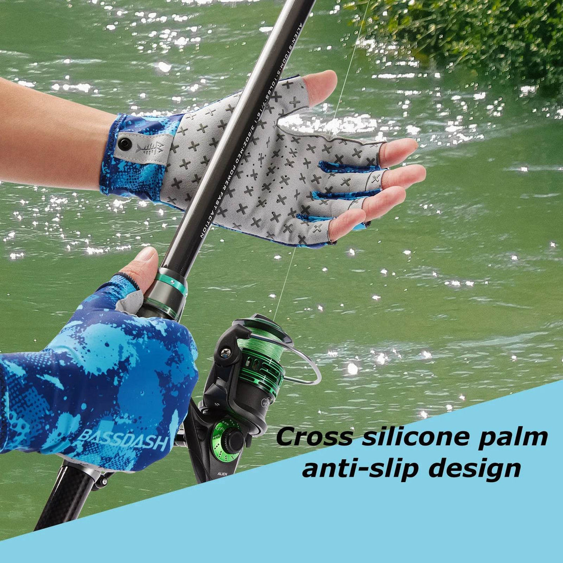 BASSDASH 3/4 Finger UPF 50+ Sun Gloves - Fish & Cheaps | Fishing & Outdoor Gear