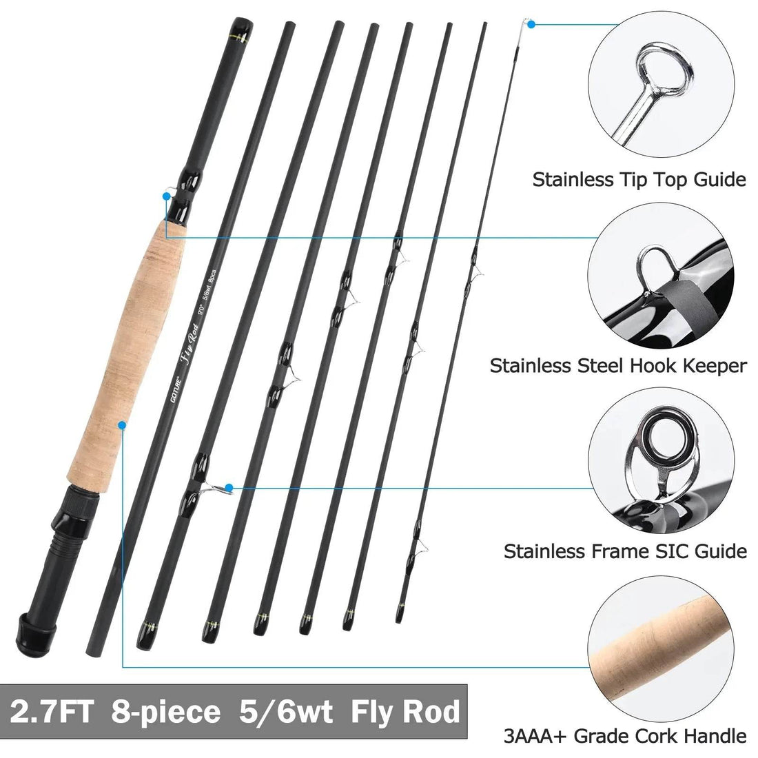 Goture 9FT Travel Fly Fishing Rod Combo - Fish & Cheaps