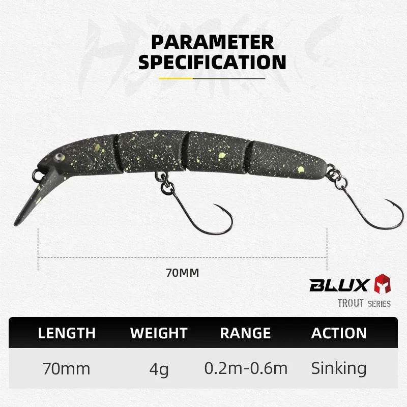 BLUX HYDRAM-S Joint Minnow 70mm – Precision Trout Lure - Fish & Cheaps | Fishing & Outdoor Gear