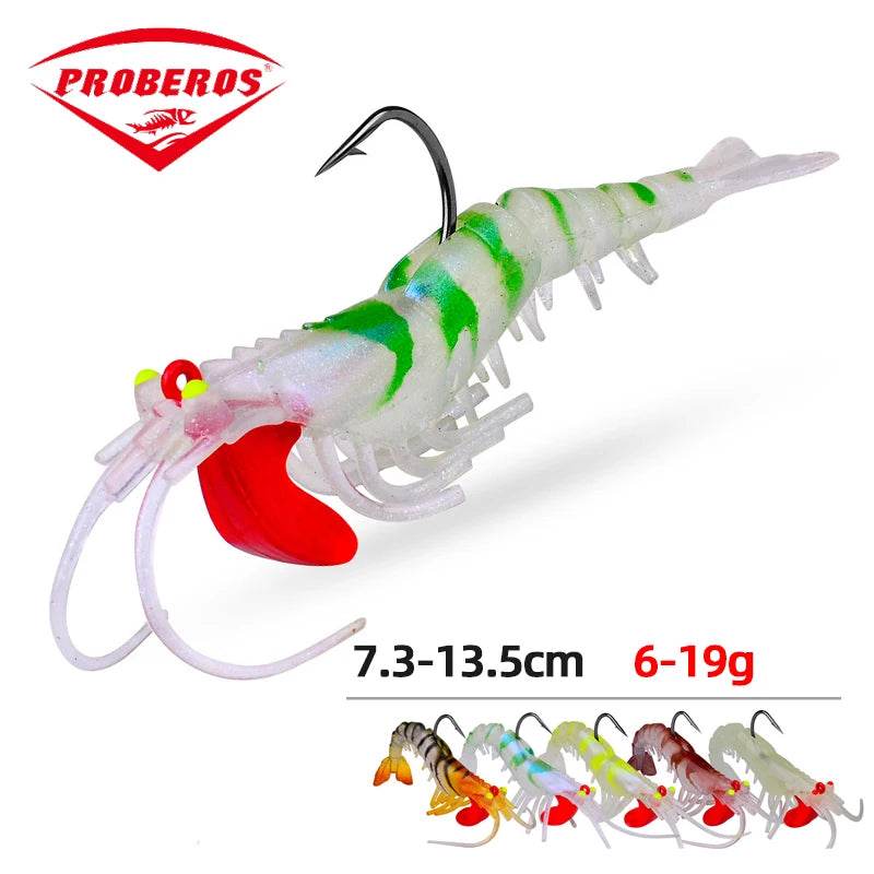PROBEROS Luminous Shrimp Soft Prawn Bait - Fish & Cheaps | Fishing & Outdoor Gear