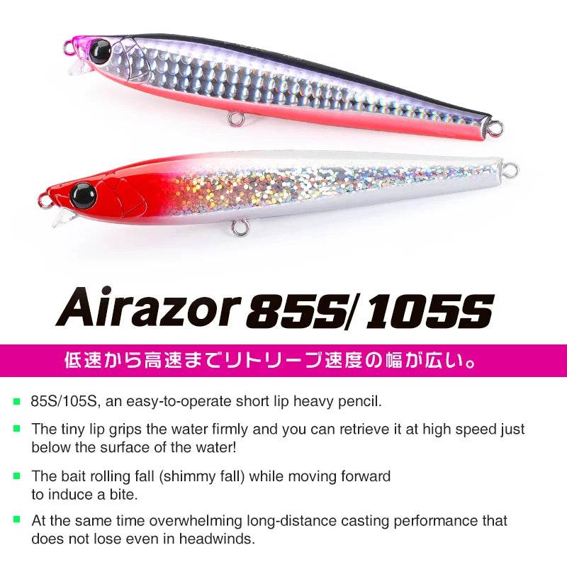 TSURINOYA AIRAZOR Sinking Pencil Lure - Fish & Cheaps | Fishing & Outdoor Gear