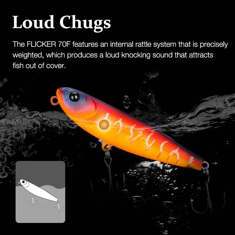 TSURINOYA FLICKER 70F Z Dog Topwater Walker - Fish & Cheaps | Fishing & Outdoor Gear