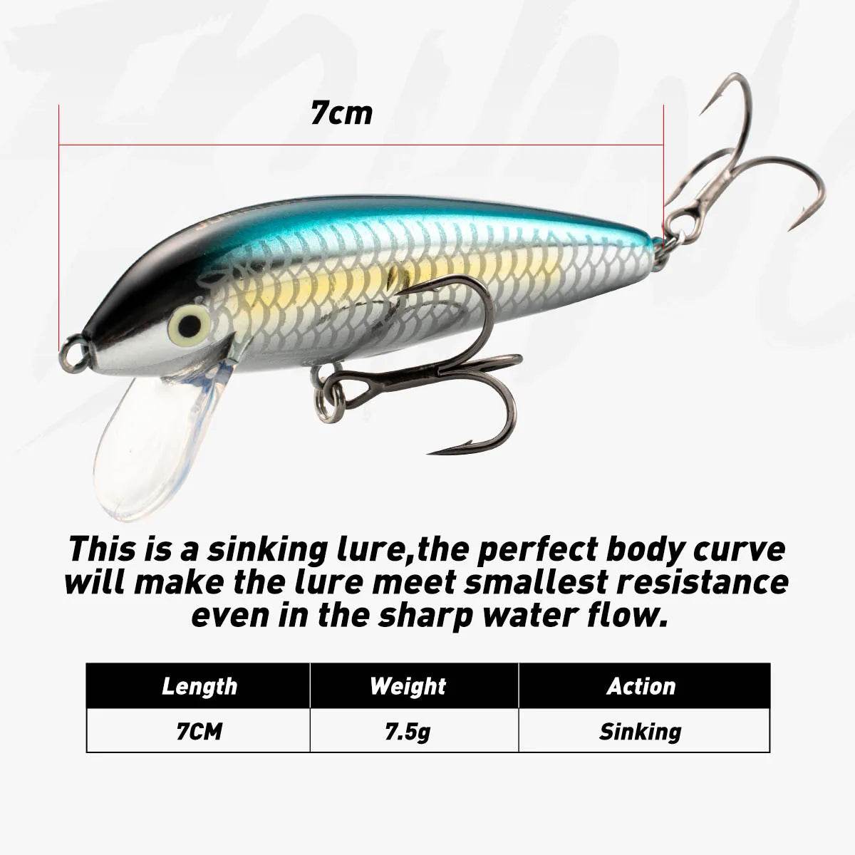 JOHNCOO 70S Sinking Minnow – Vivid Action Lure - Fish & Cheaps | Fishing & Outdoor Gear