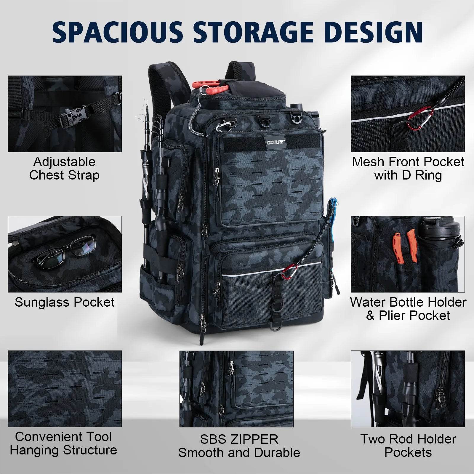 Goture Multifunctional Fishing Backpack 55L - Fish & Cheaps | Fishing & Outdoor Gear