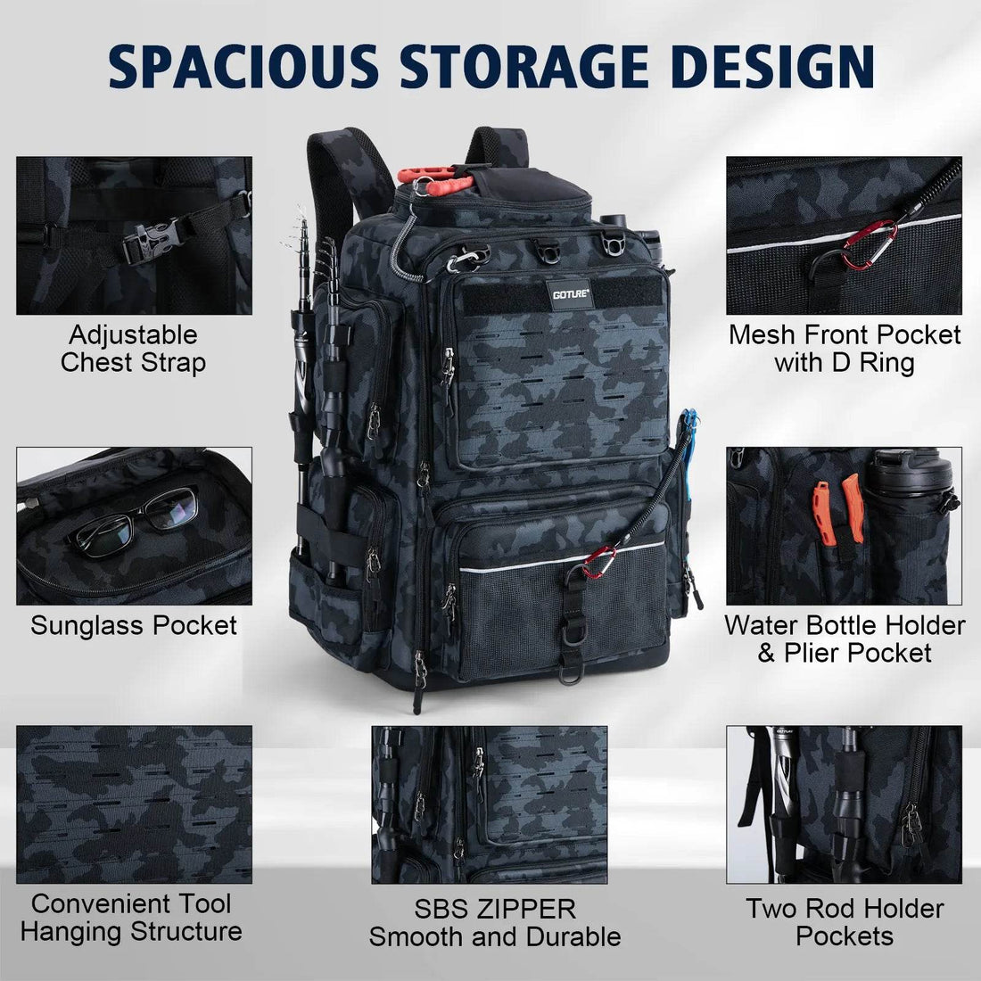 Goture Multifunctional Fishing Backpack 55L - Fish & Cheaps | Fishing & Outdoor Gear