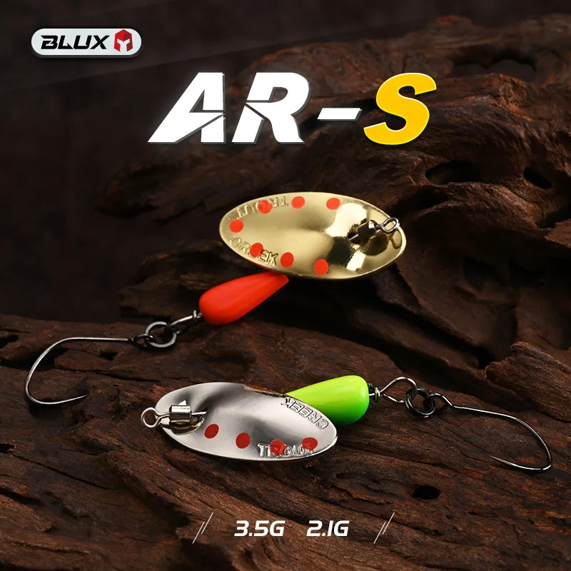BLUX AR-S Rotating Spinner Metal Lure 2.1g/3.5g Single Hook Artificial Bait Copper Blade Spoon Stream Area Trout Fishing Lure
