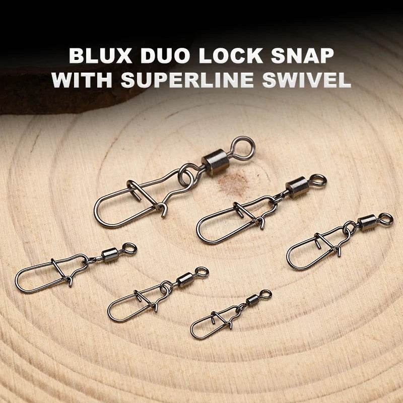 BLUX Quick Change Lock Snap with Superline Swivel – 50pcs - Fish & Cheaps | Fishing & Outdoor Gear