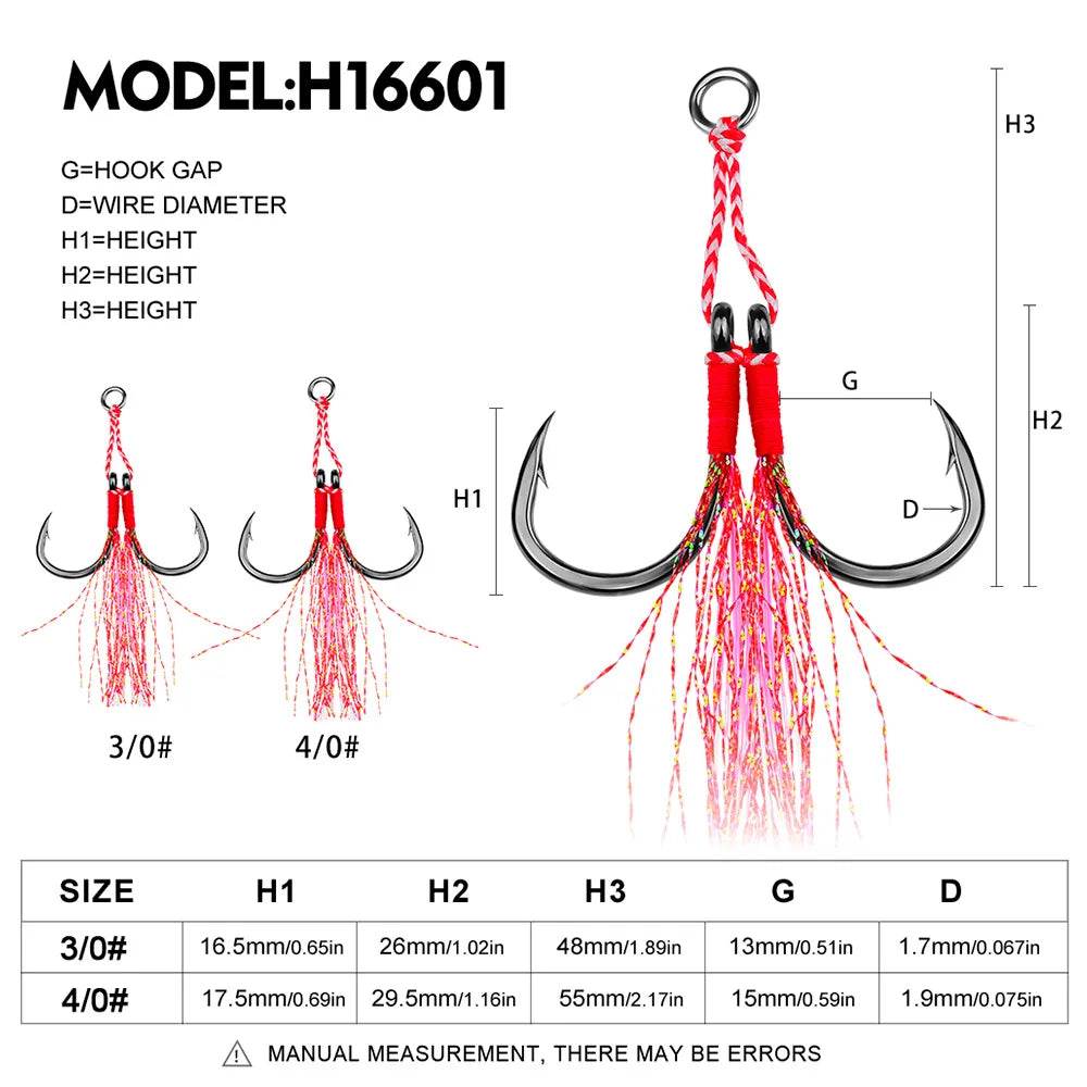 PROBEROS 2Pcs Assist Double Jig Hooks - Fish & Cheaps | Fishing & Outdoor Gear
