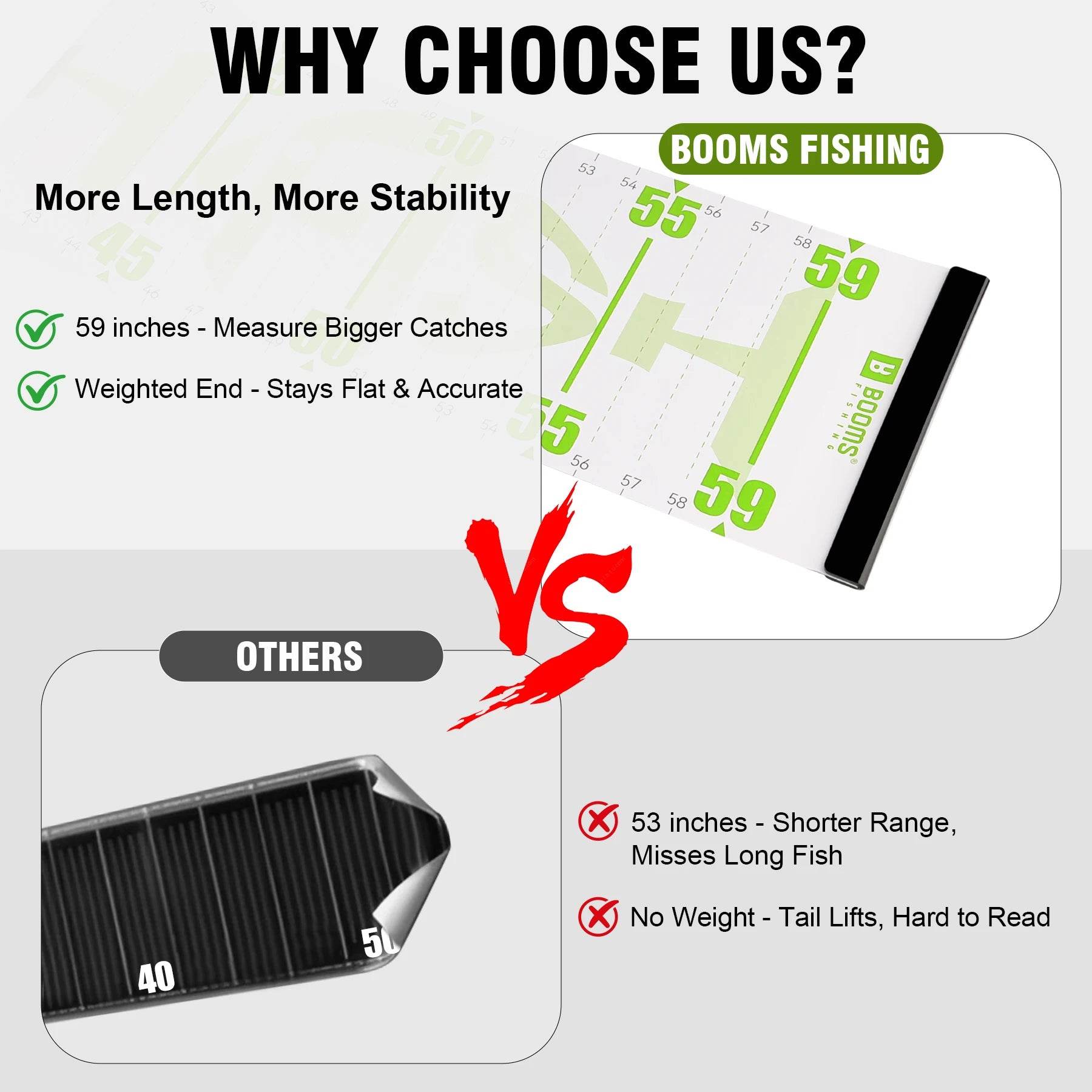 Booms Fishing 59in Waterproof Fish Measuring Ruler - Fish & Cheaps | Fishing & Outdoor Gear