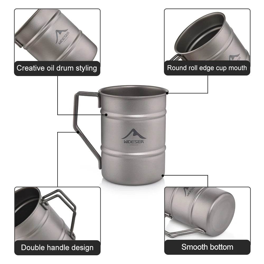 Widesea Titanium Camping Mug — Ultra-light 500ml Cup - Fish & Cheaps | Fishing & Outdoor Gear
